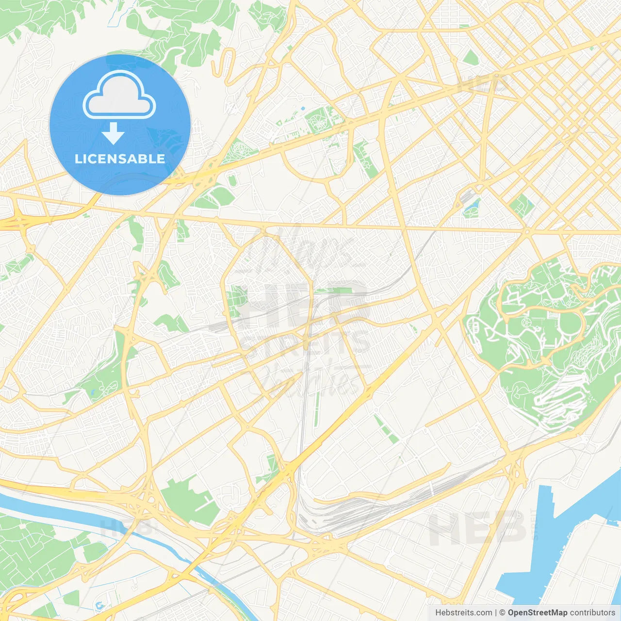 L Hospitalet de Llobregat, Spain Vector Map - Classic Colors