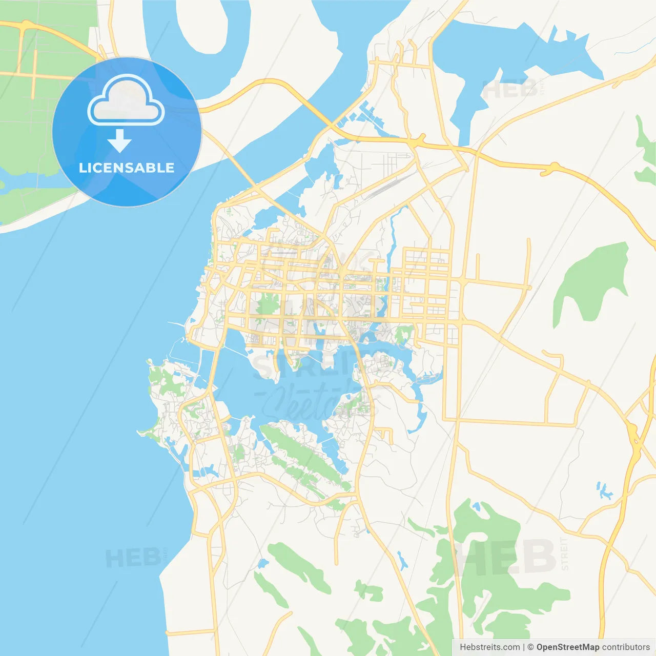 Printable street map of Yueyang, China