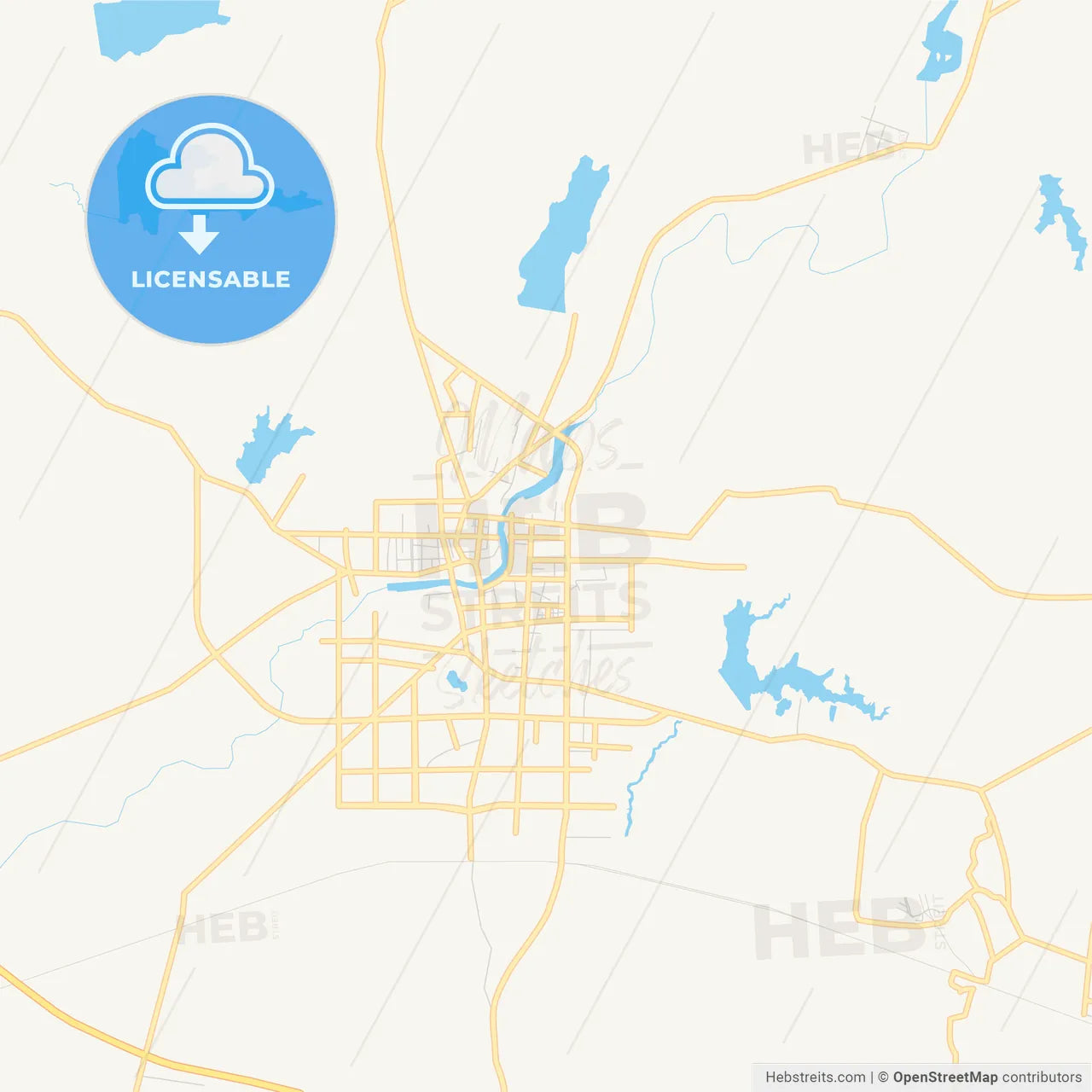 Printable street map of Zaoyang, China