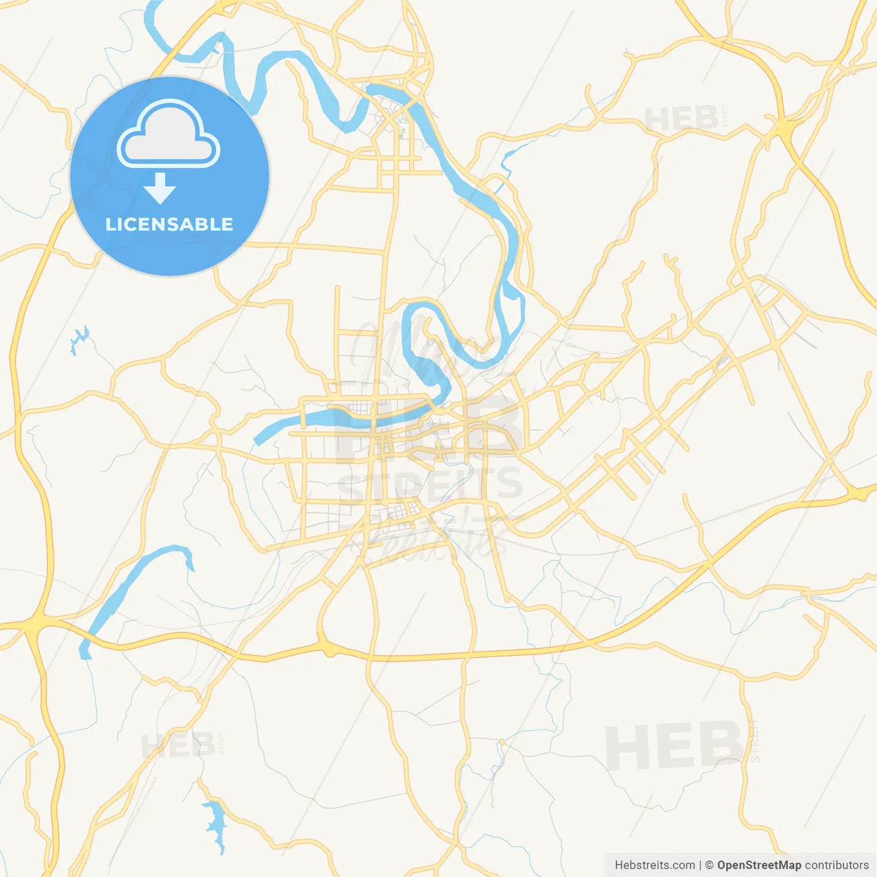 Printable street map of Shaoyang, China