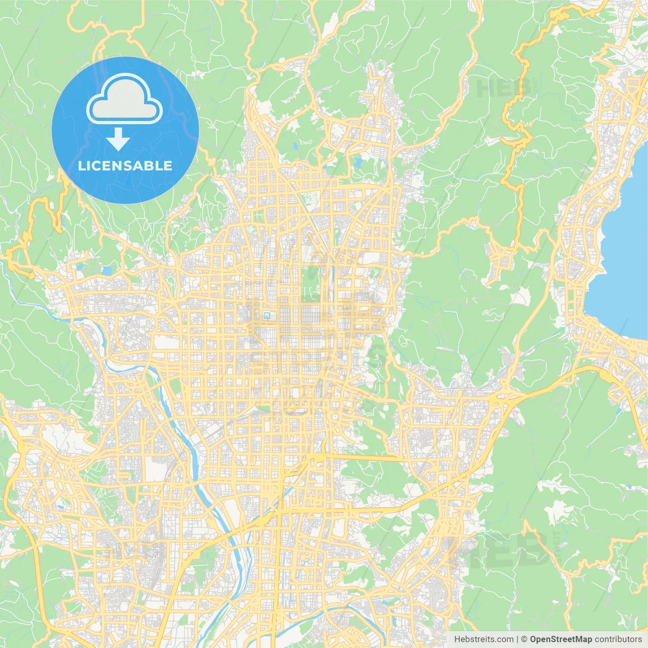 Printable street map of Kyoto, Japan