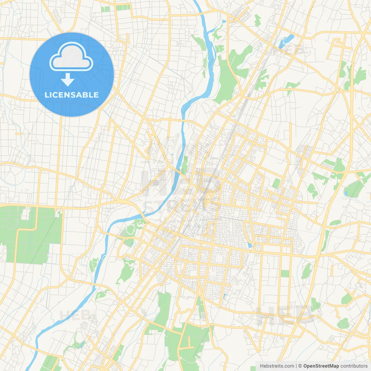 Printable street map of Oyama, Japan