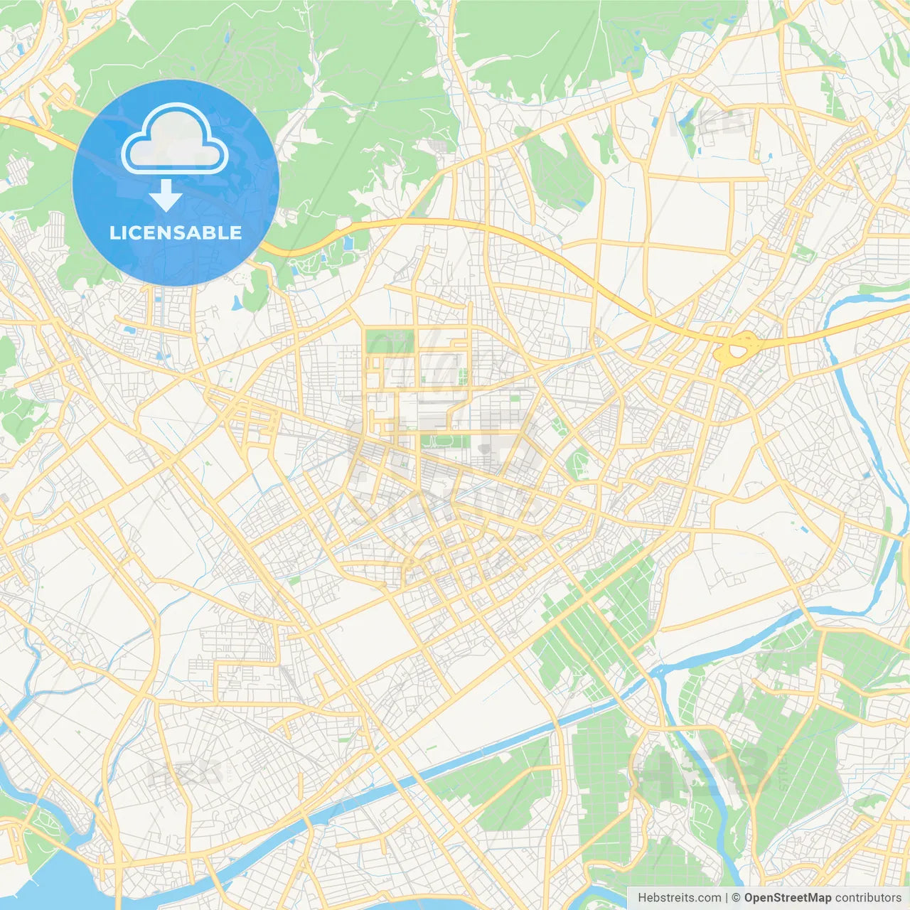 Printable street map of Toyokawa, Japan