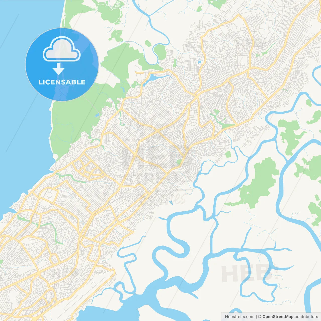 Printable street map of Conakry, Guinea