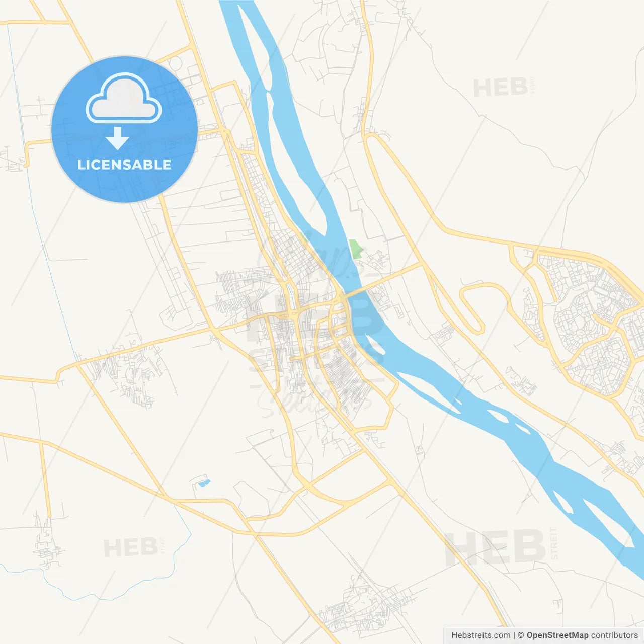 Printable street map of Al Minya, Egypt