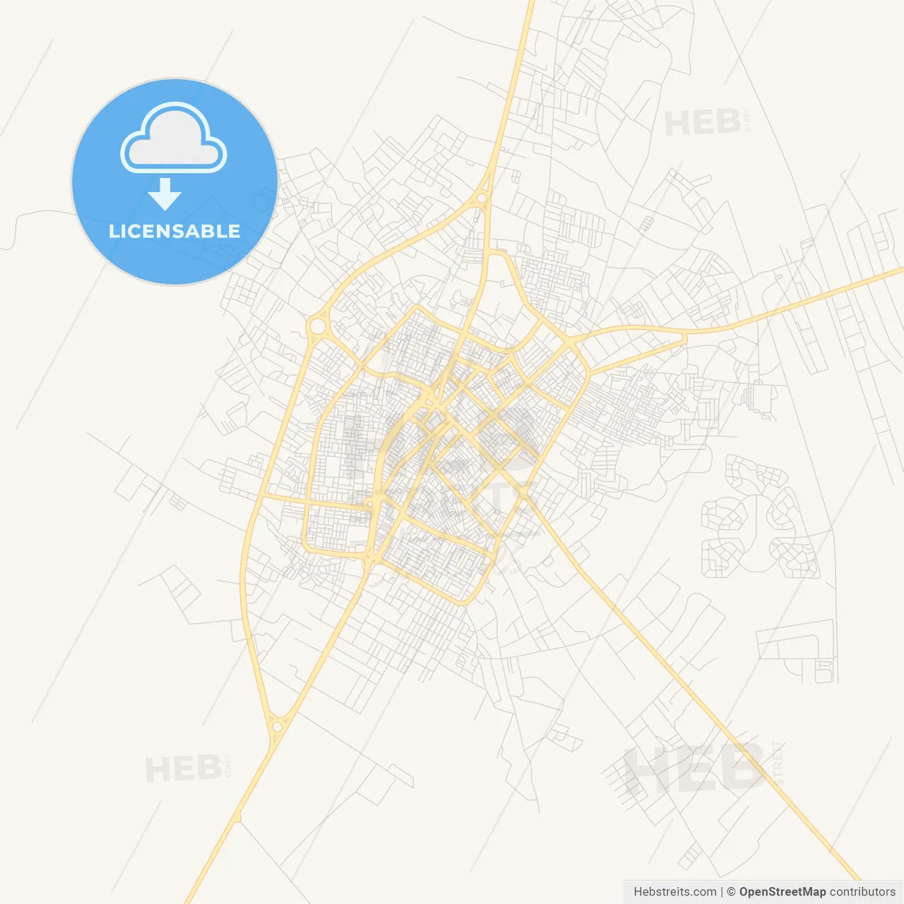 Printable street map of Ajdabiya, Libya