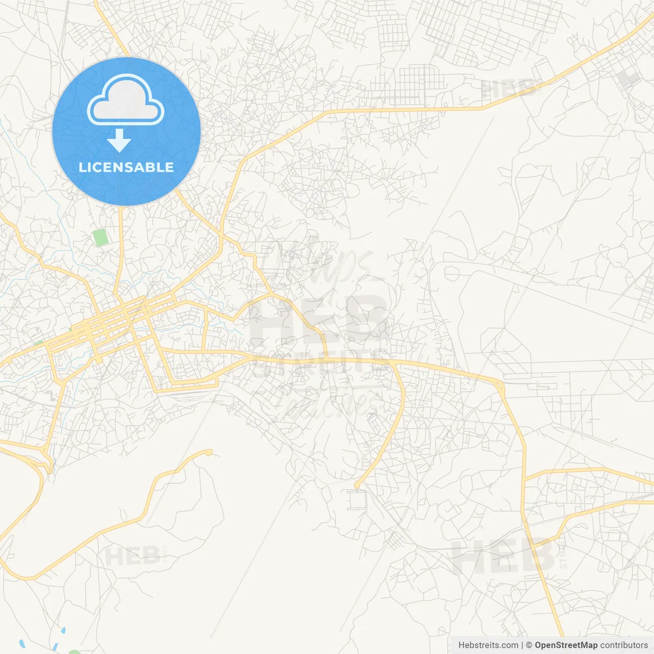 Printable street map of Lubango, Angola
