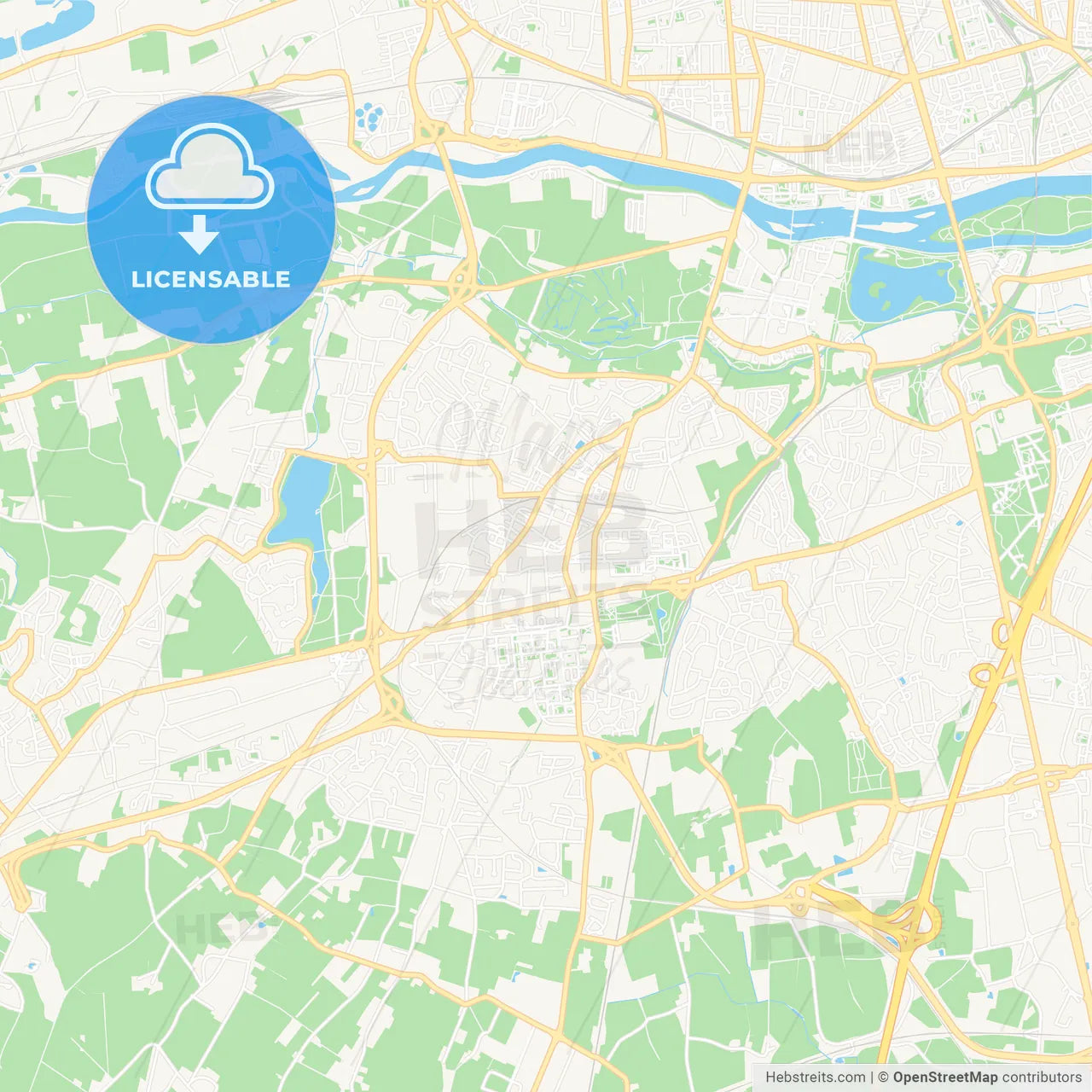 Joue-les-Tours, France Vector Map - Classic Colors