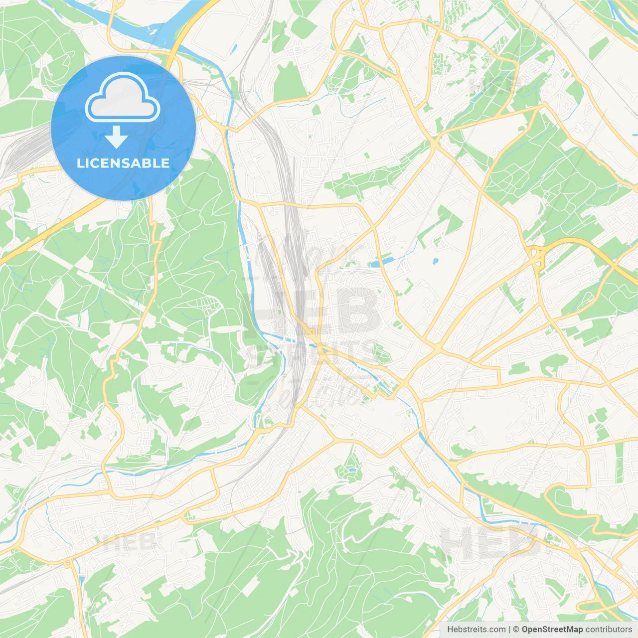 Hagen, Germany Vector Map - Classic Colors