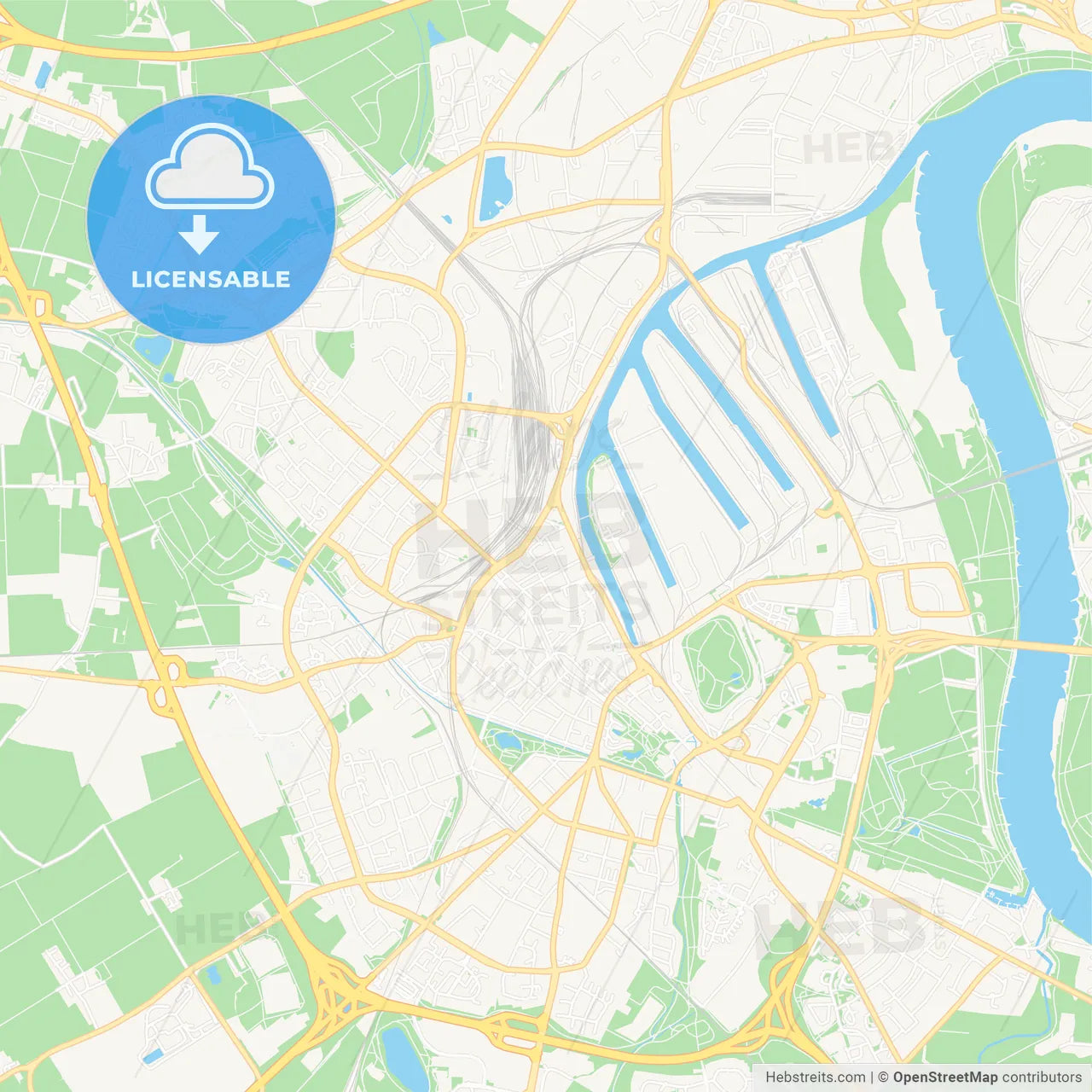 Neuss, Germany Vector Map - Classic Colors