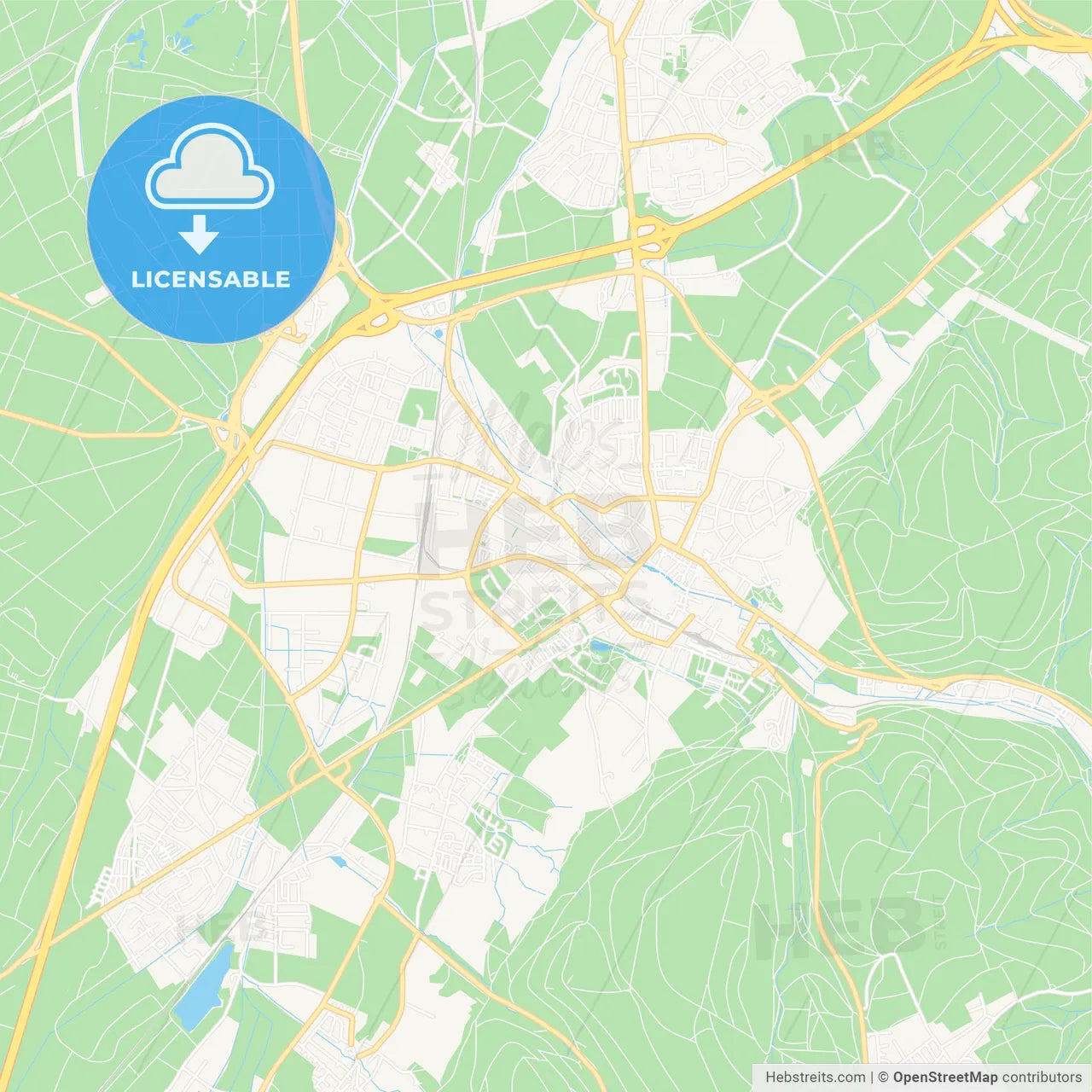 Ettlingen, Germany Vector Map - Classic Colors