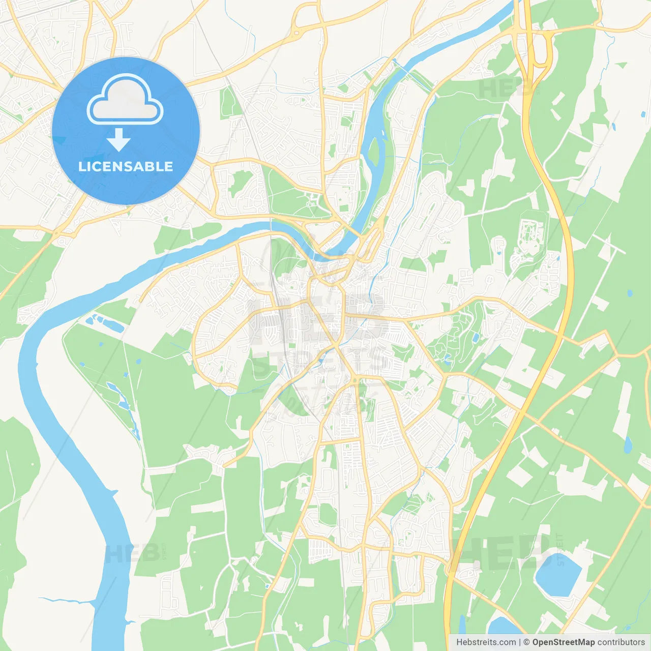 Lancaster, England Vector Map - Classic Colors