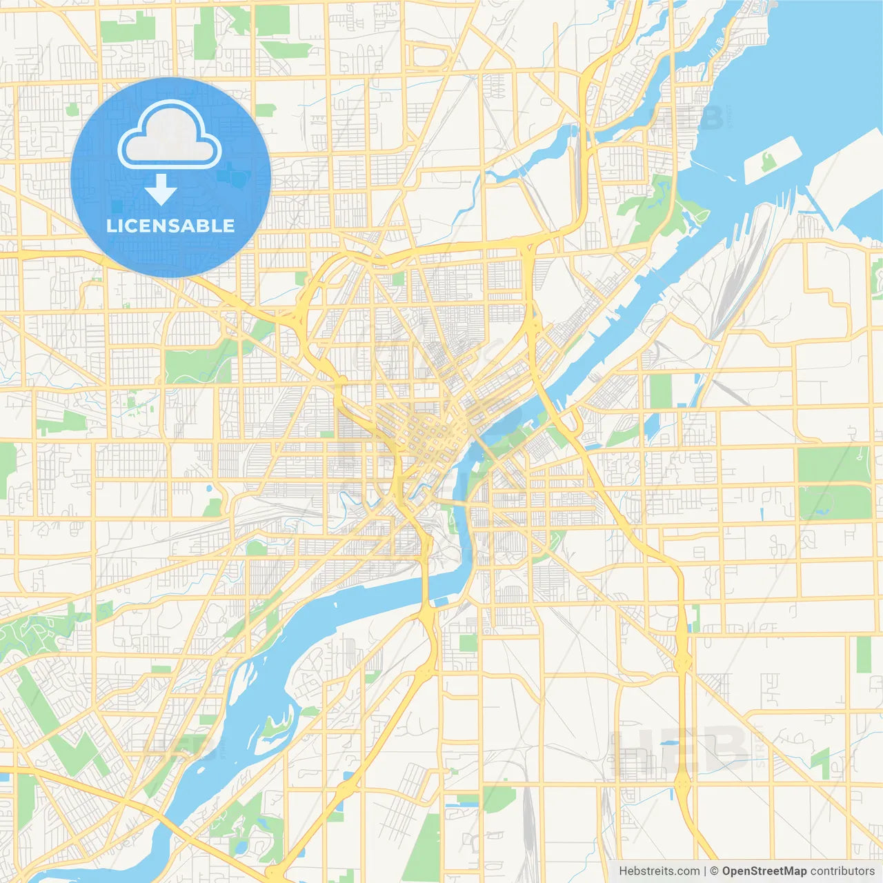 Empty vector map of Toledo, Ohio, USA