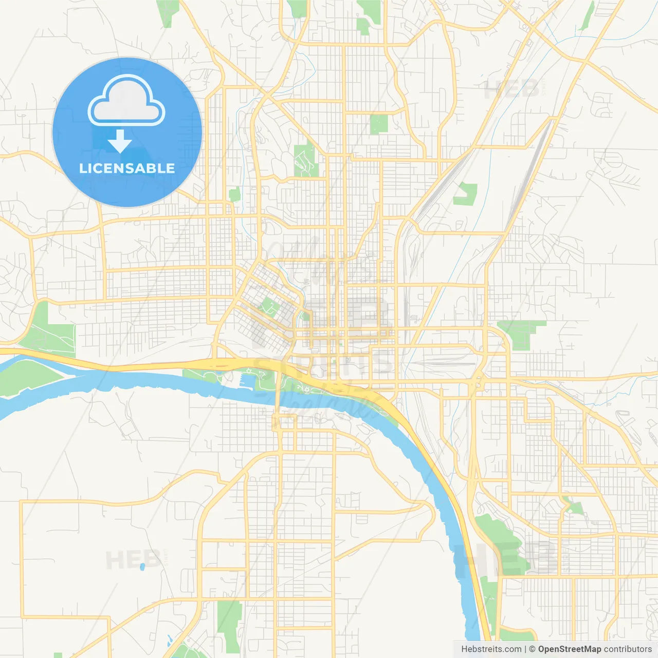 Empty vector map of Sioux City, Iowa, USA