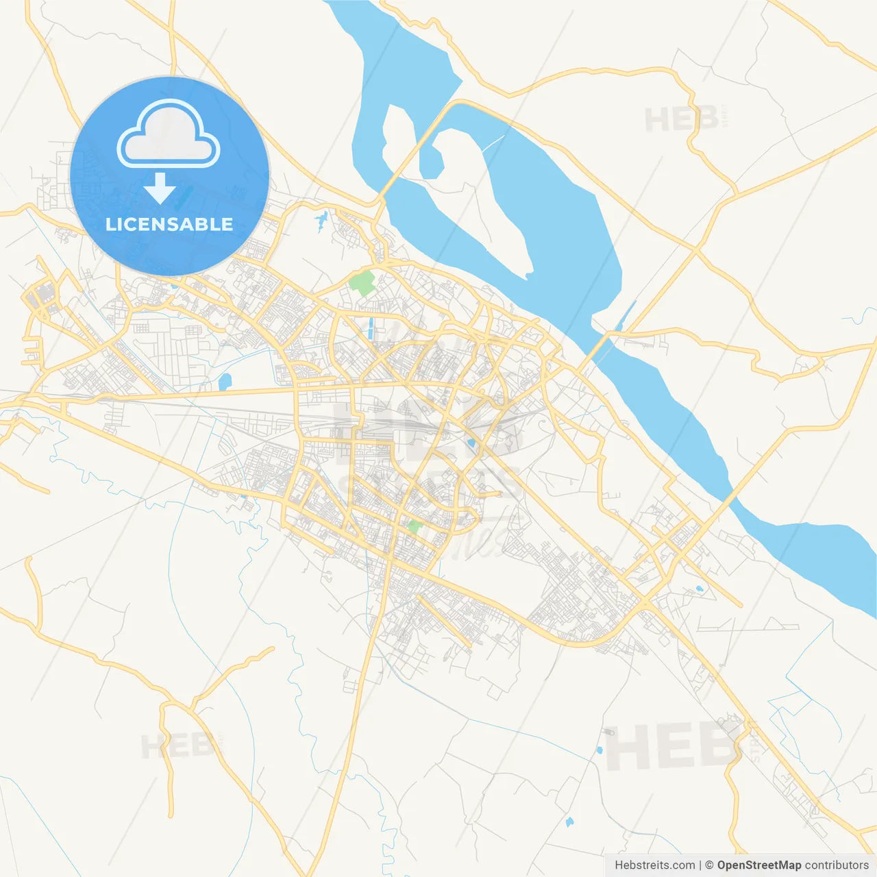 Printable street map of Kanpur, India