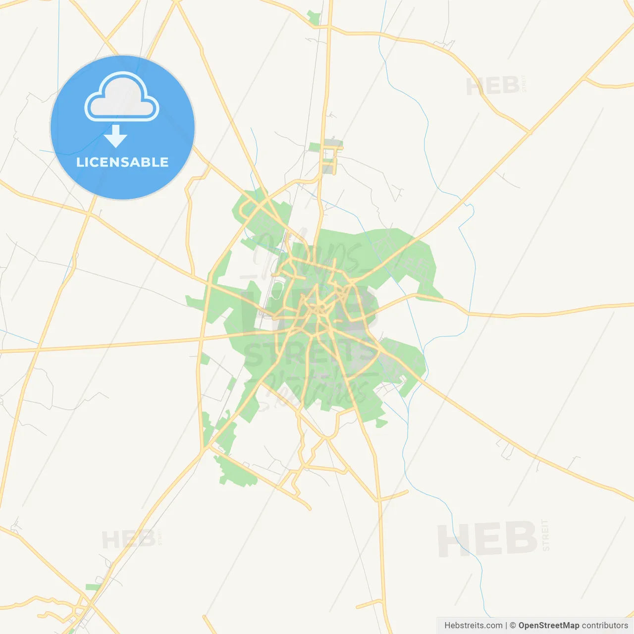 Printable street map of Meerut, India