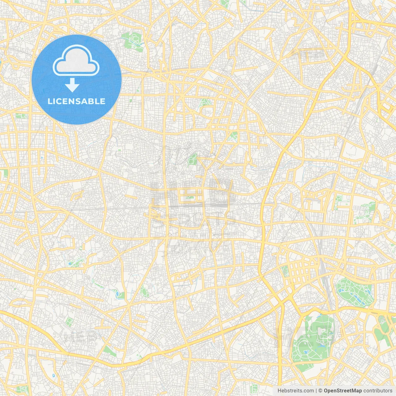 Printable street map of Nakano, Japan