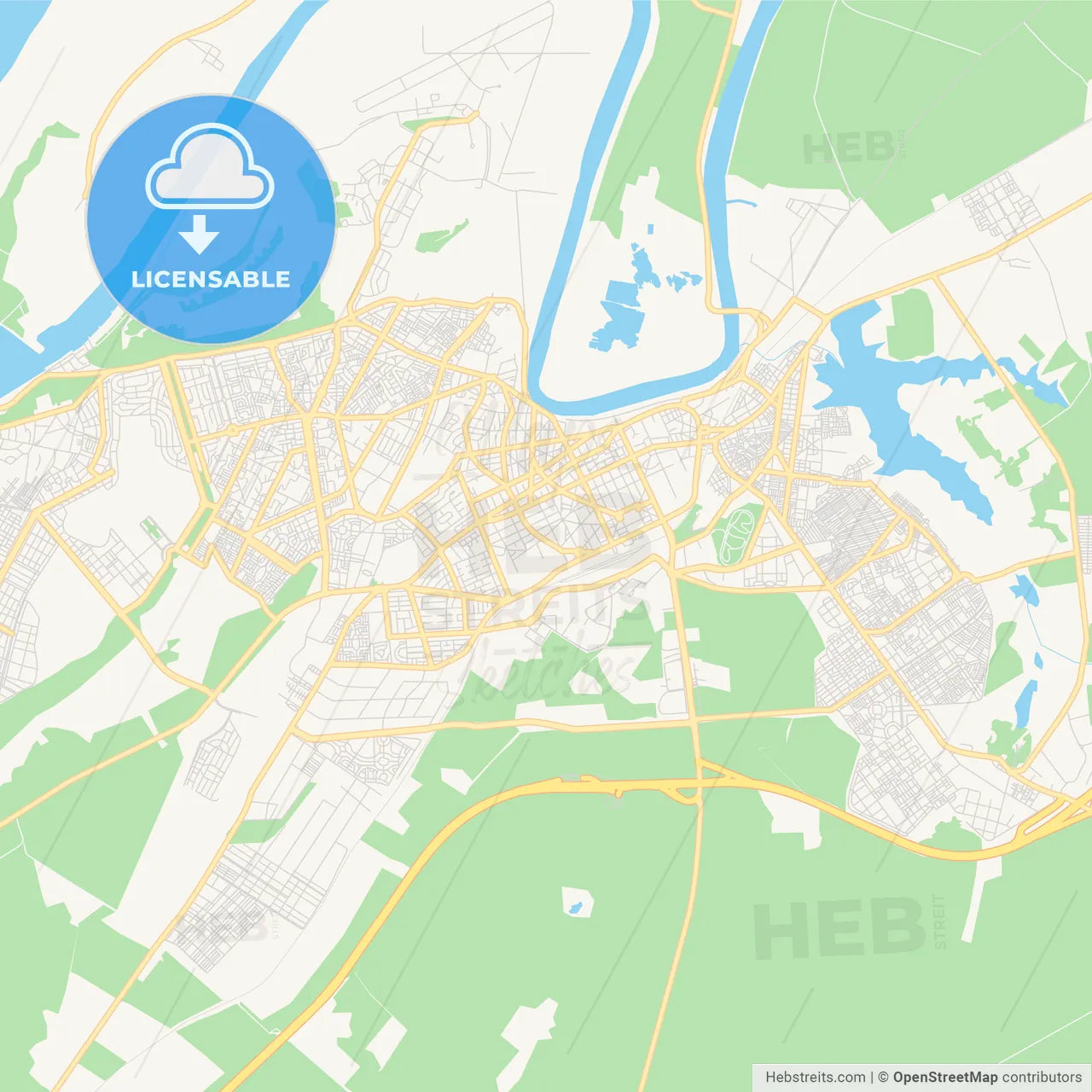 Printable street map of Kenitra, Morocco