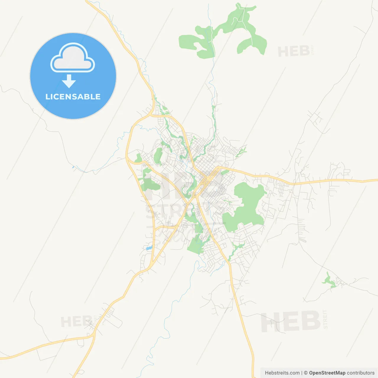 Printable street map of Man, Ivory Coast