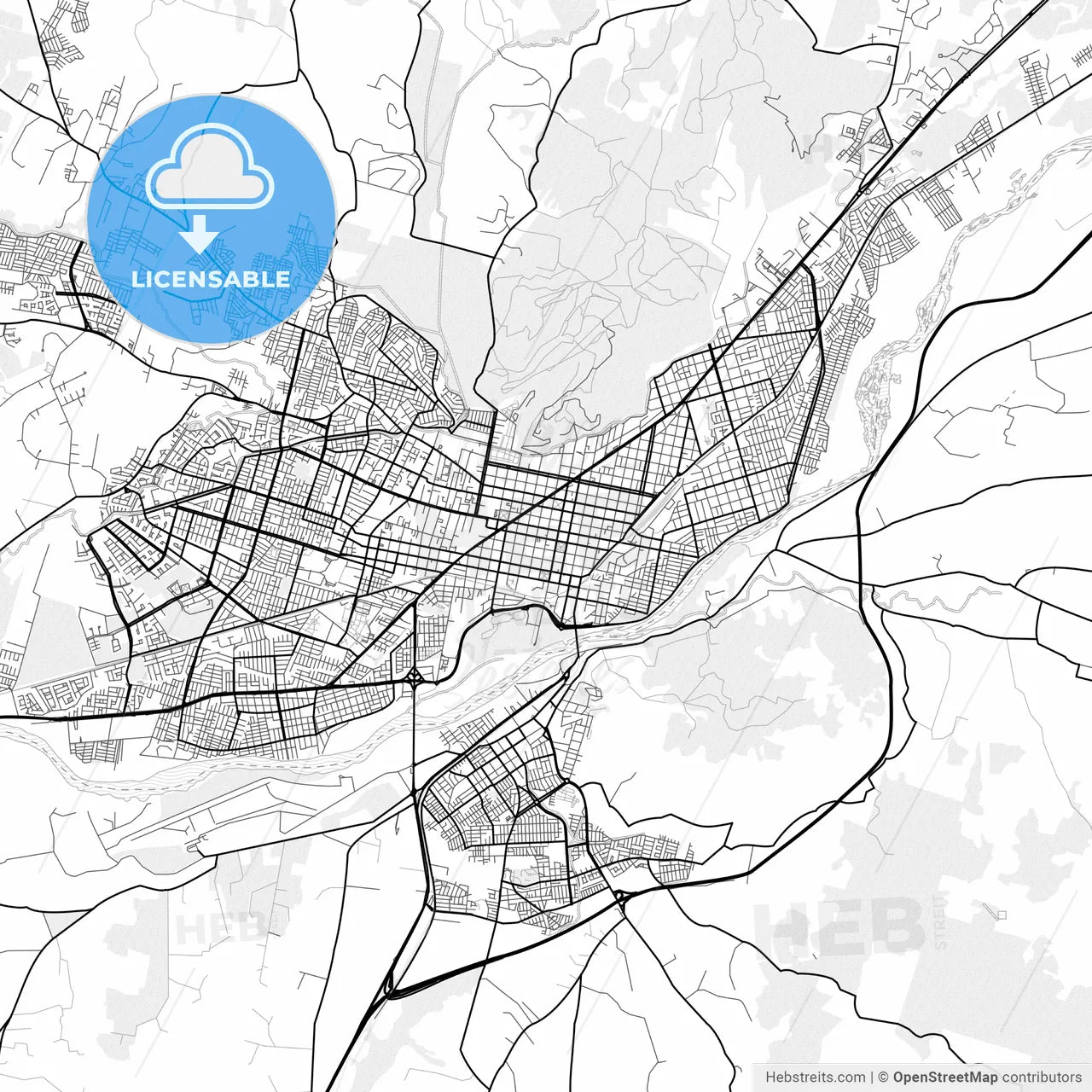 Vector PDF map of Temuco, Chile