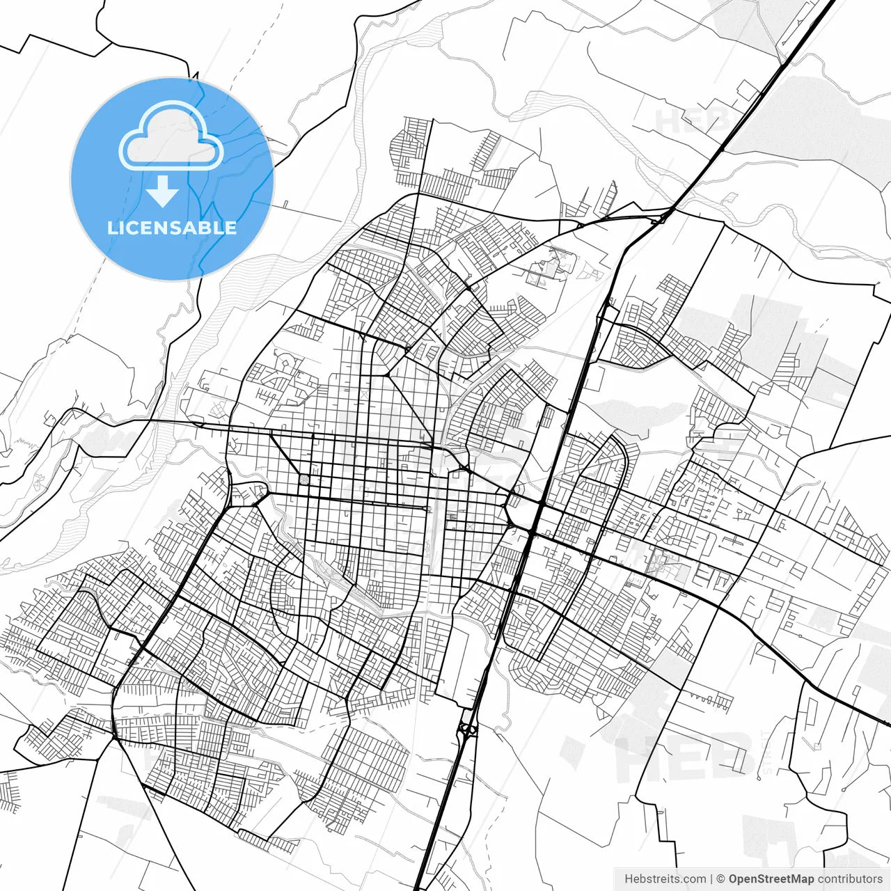 Vector PDF map of Talca, Chile