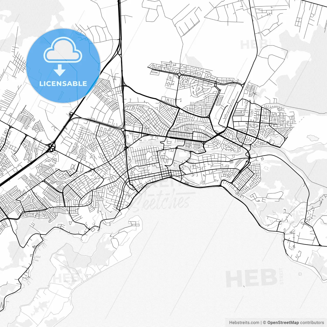 Vector PDF map of Puerto Montt, Chile
