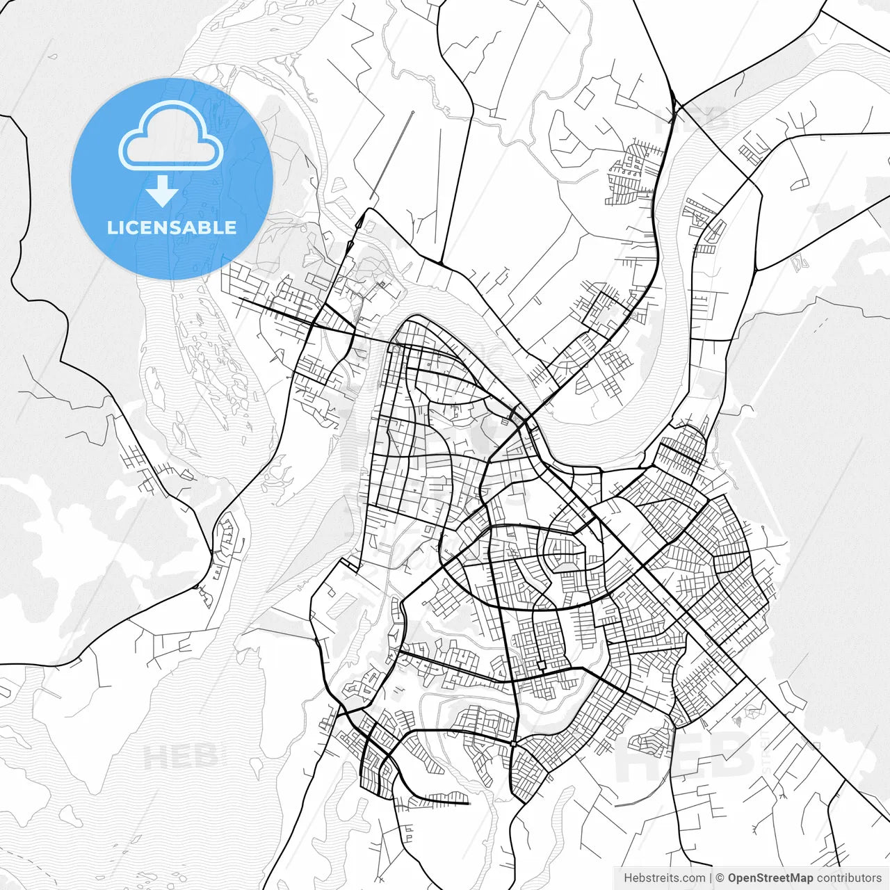 Vector PDF map of Valdivia, Chile