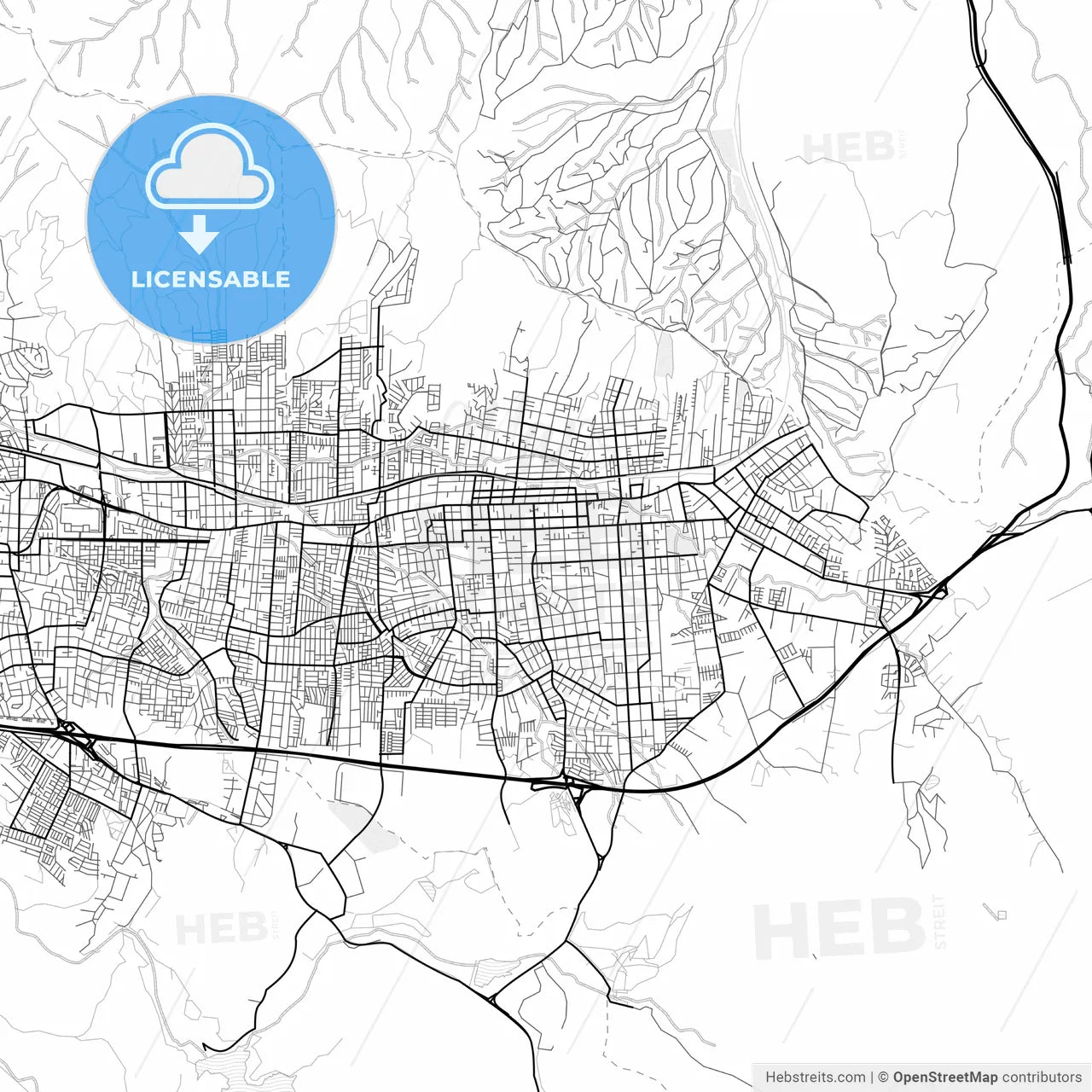 Vector PDF map of Villa Alemana, Chile