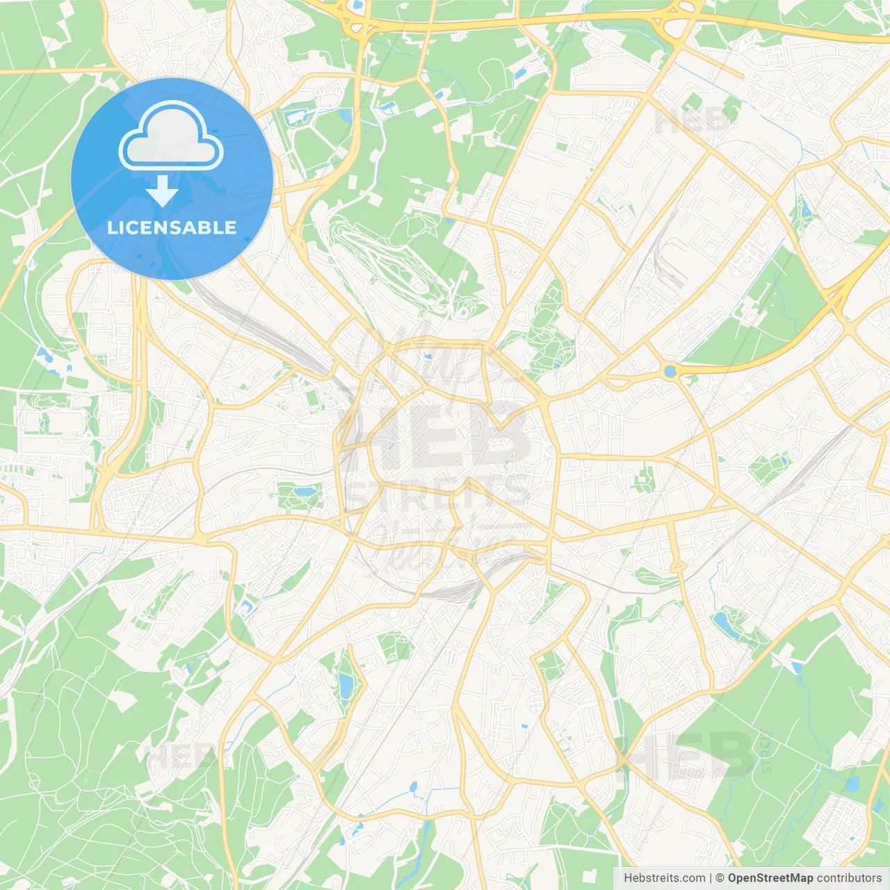 Aachen, Germany Vector Map - Classic Colors