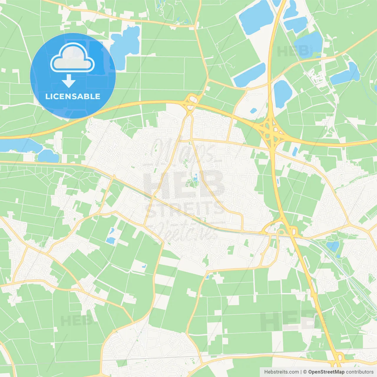 Kaarst, Germany Vector Map - Classic Colors