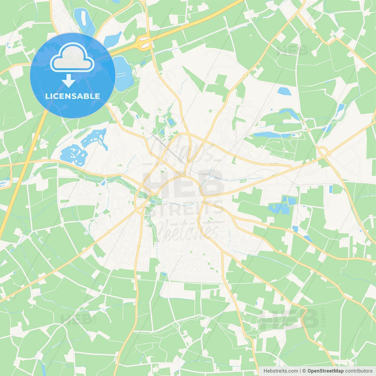 Beckum, Germany Vector Map - Classic Colors