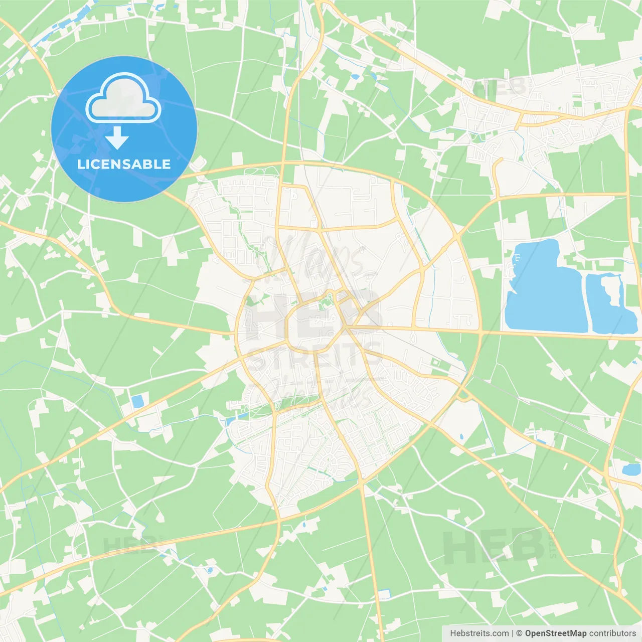 Kempen, Germany Vector Map - Classic Colors