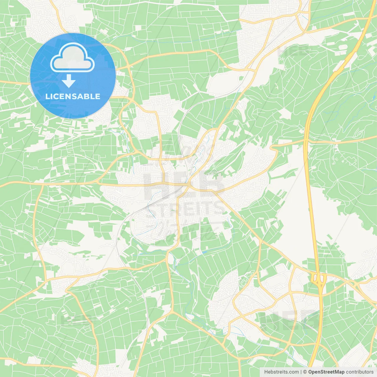 Herrenberg, Germany Vector Map - Classic Colors