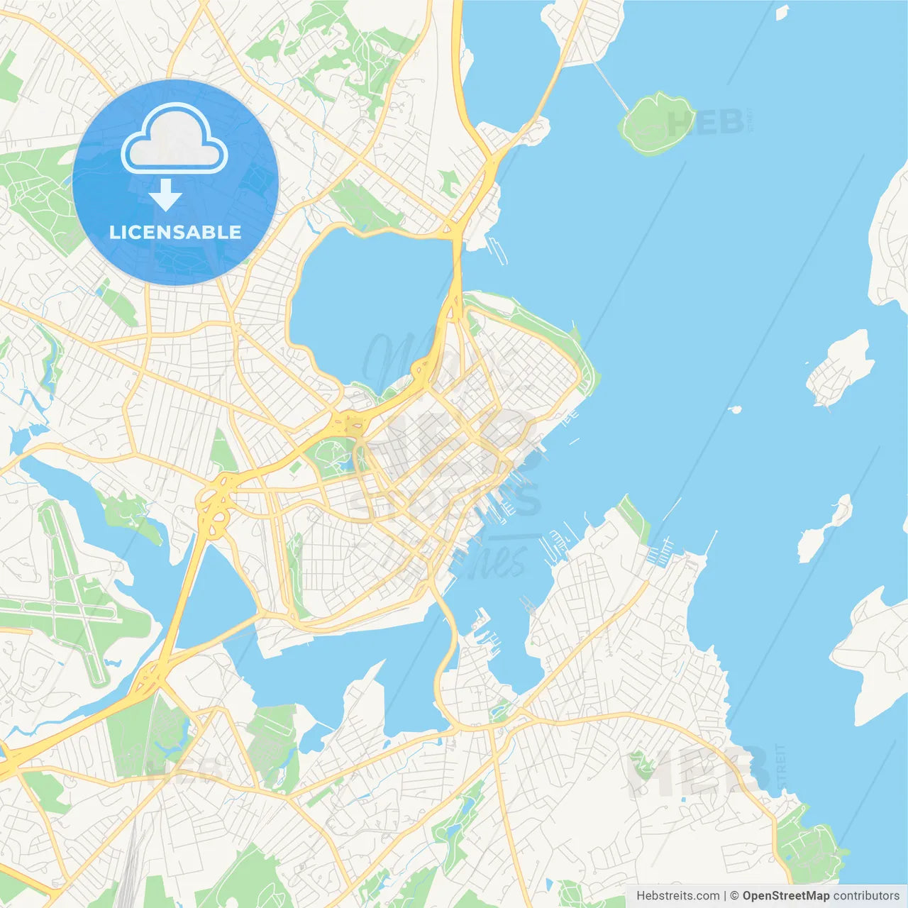 Empty vector map of Portland, Maine, USA