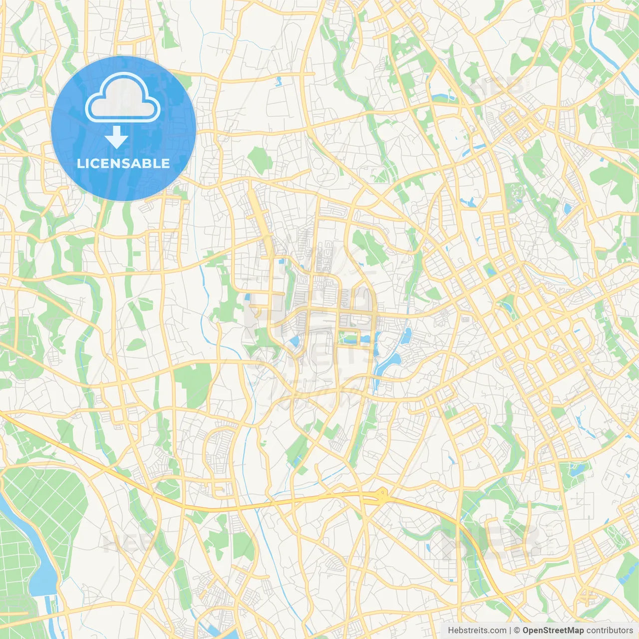 Printable street map of Tsukuba, Japan