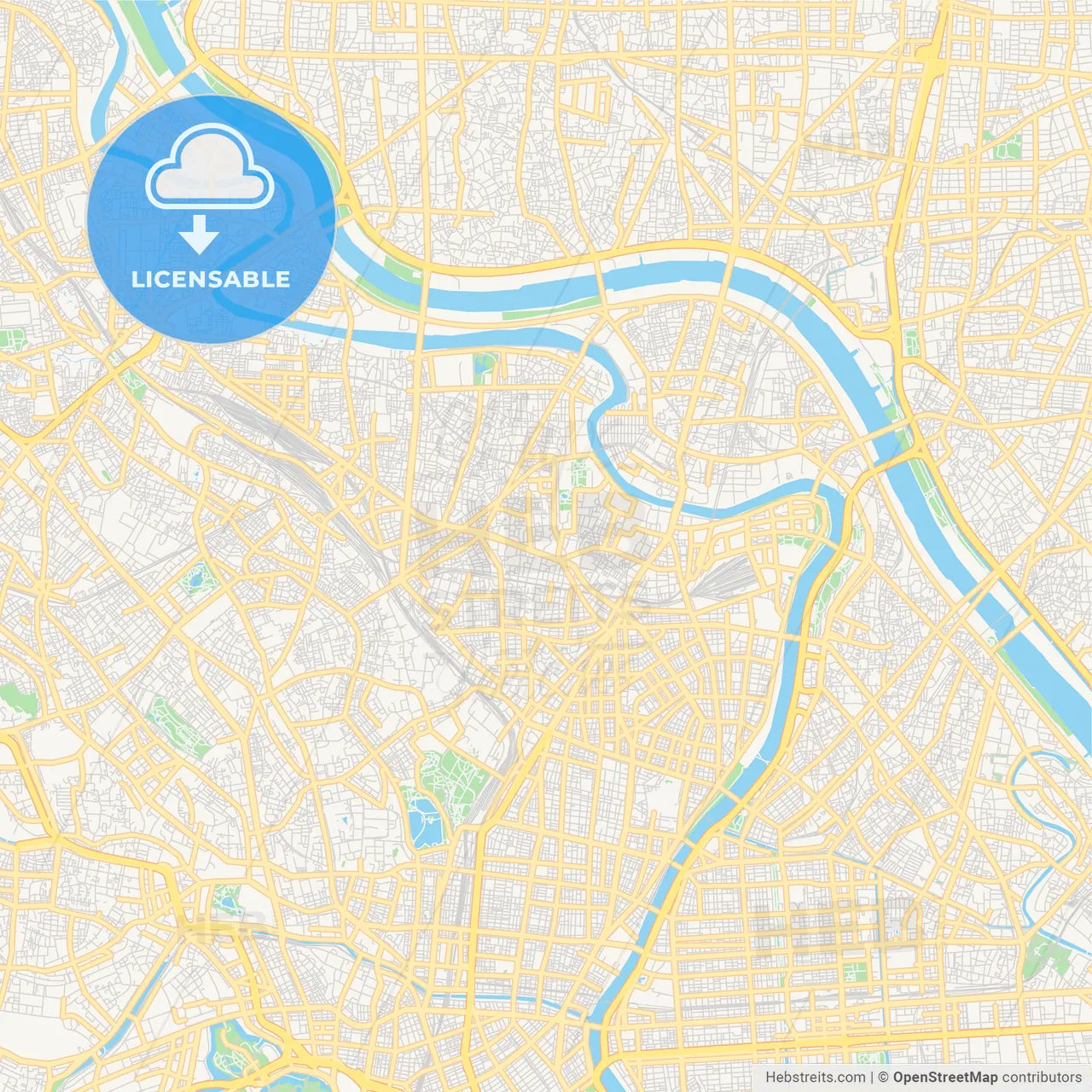 Printable street map of Arakawa, Japan