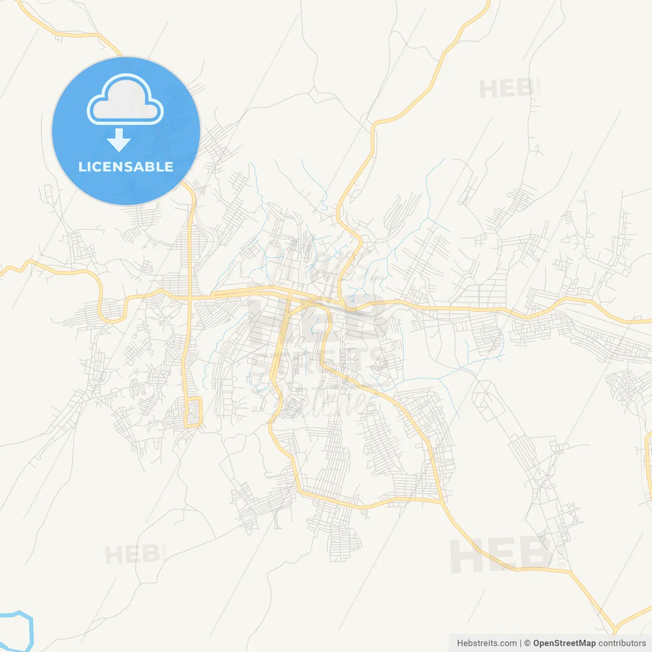 Printable street map of Kananga, DR Congo