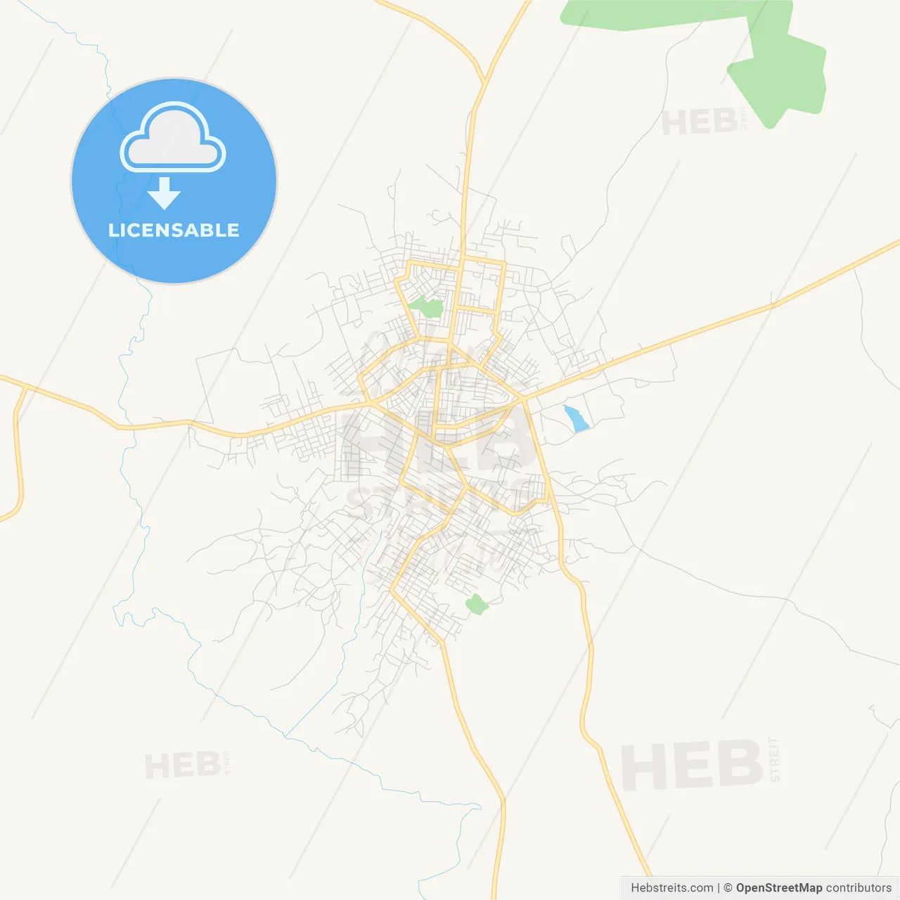 Printable street map of Divo, Ivory Coast