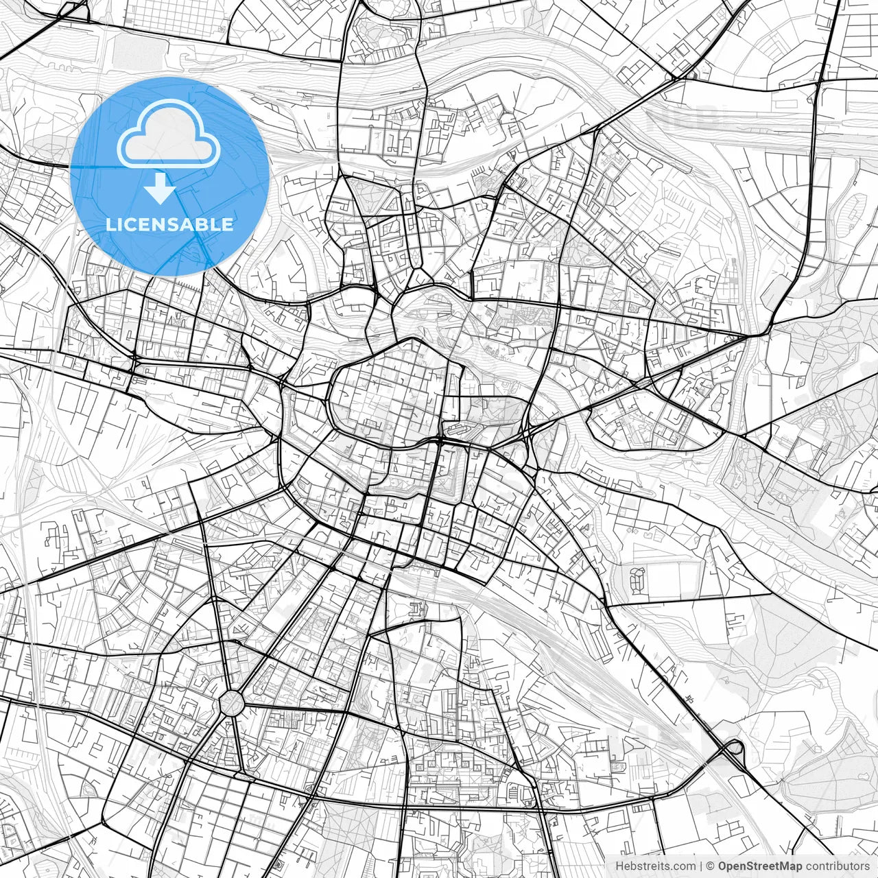 Vector PDF map of Wrocław, Poland
