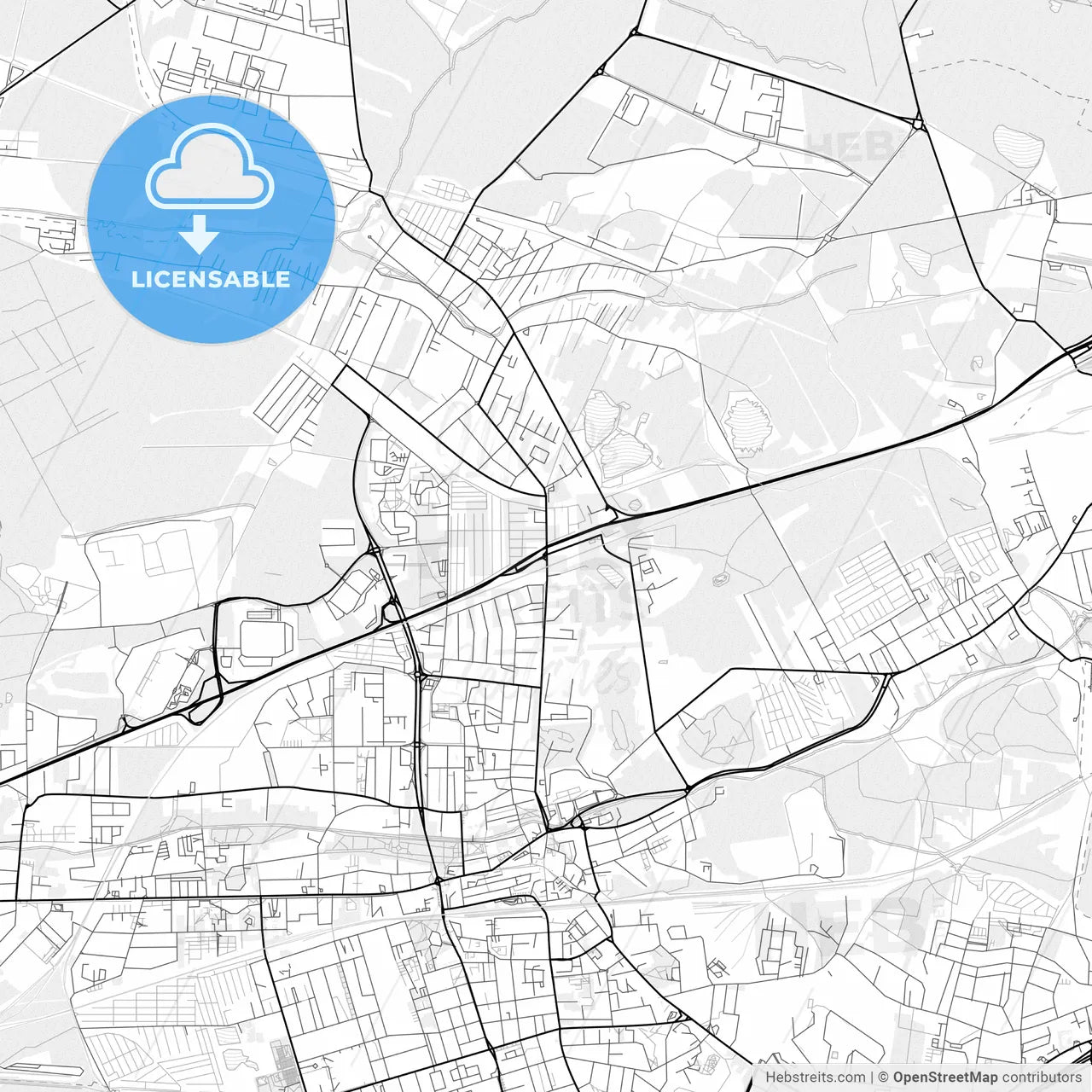 Vector PDF map of Zabrze, Poland