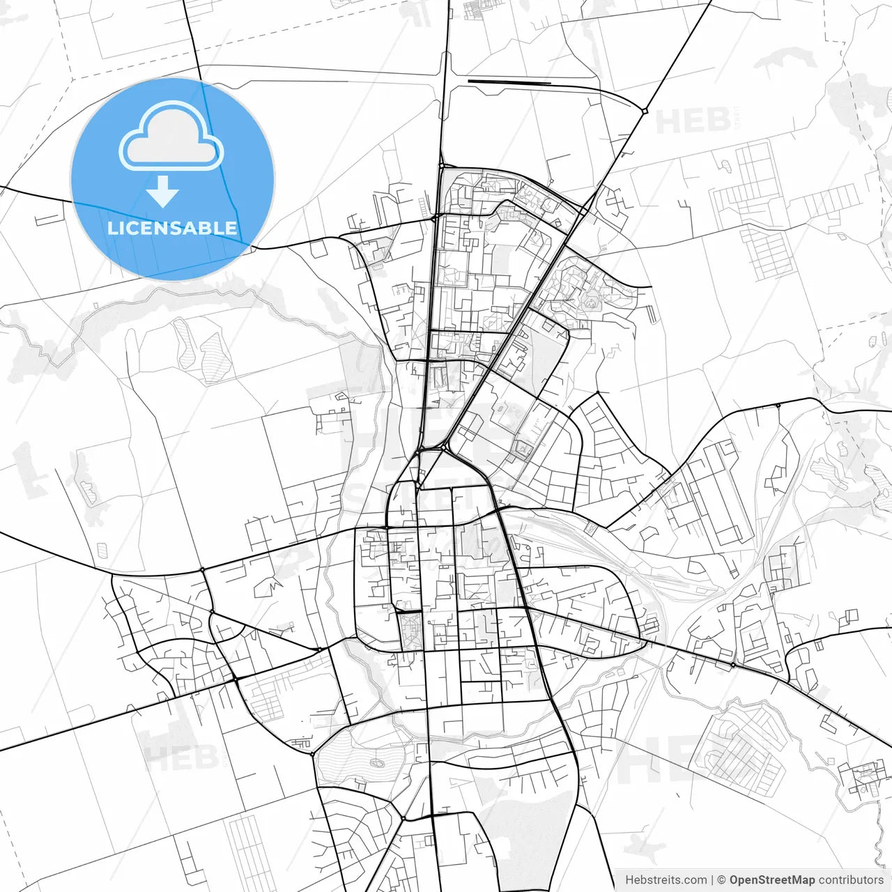 Vector PDF map of Suwałki, Poland