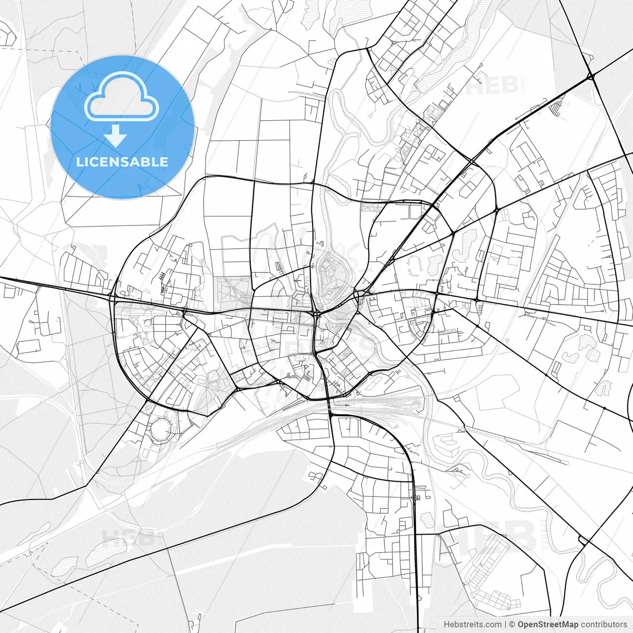 Vector PDF map of Piła, Poland