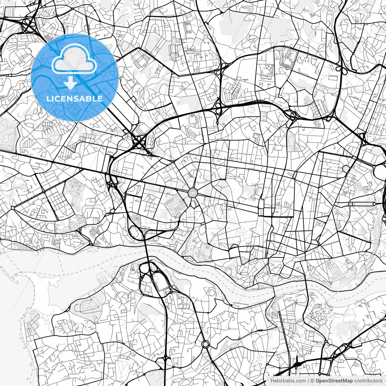 Vector PDF map of Porto, Portugal