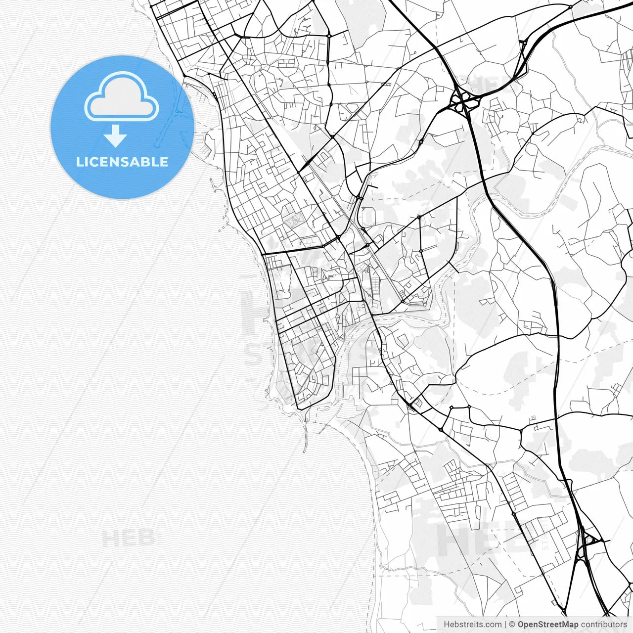 Vector PDF map of Vila do Conde, Portugal