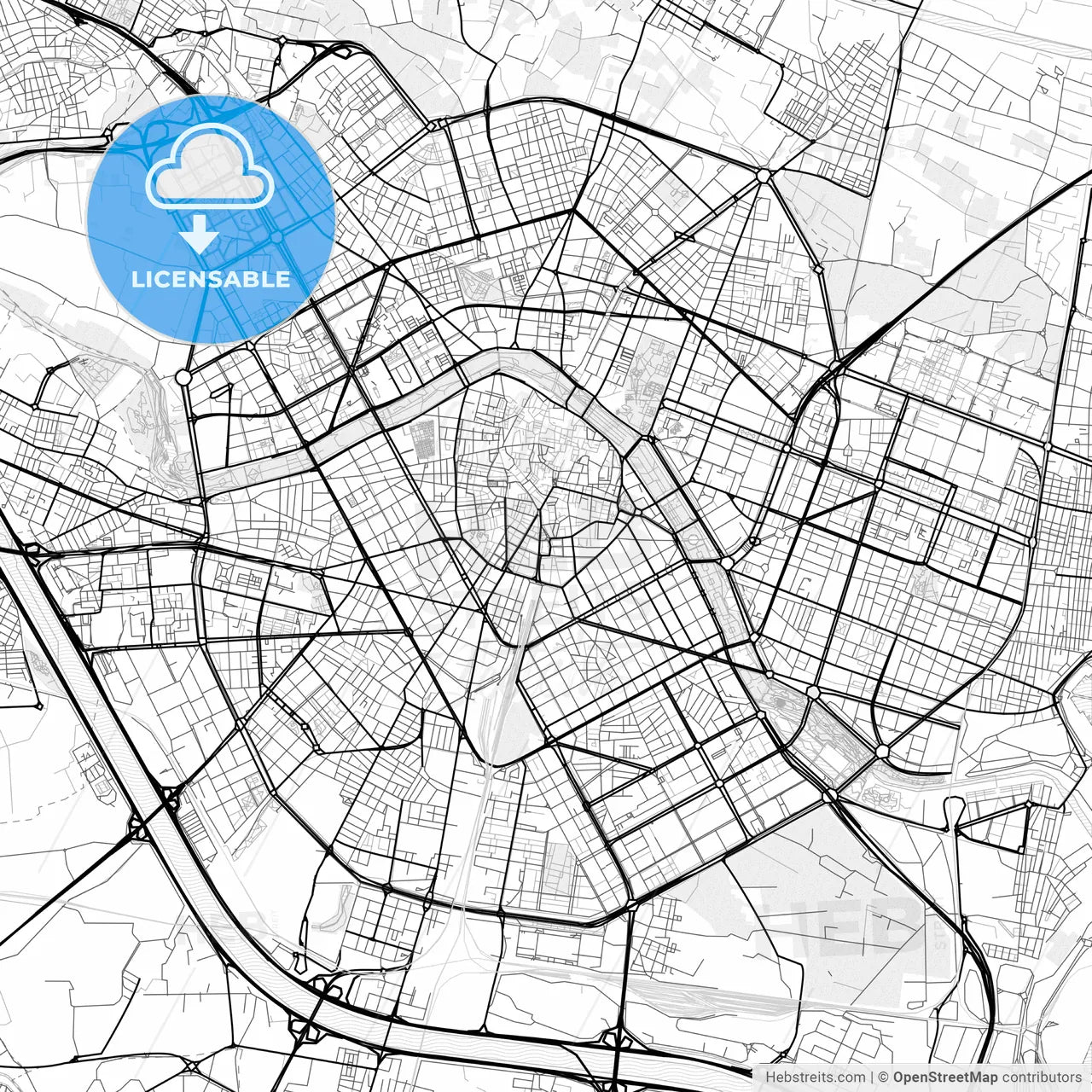 Vector PDF map of Valencia, Spain