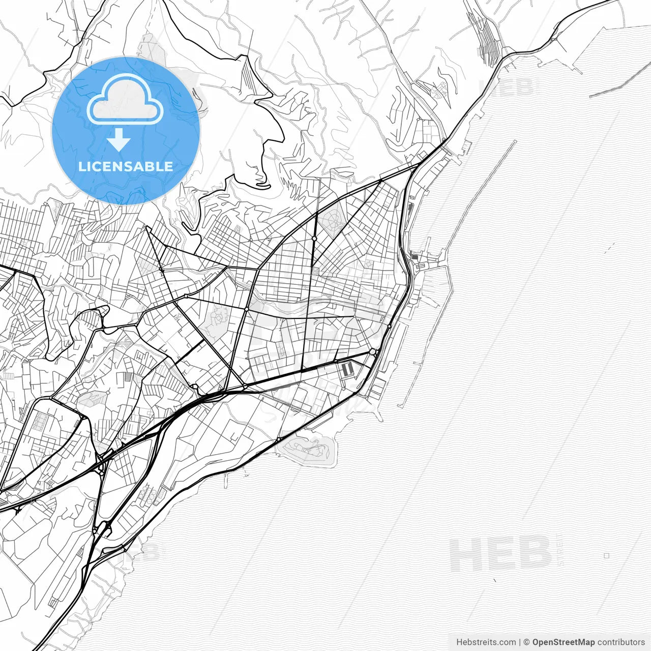 Vector PDF map of Santa Cruz de Tenerife, Spain