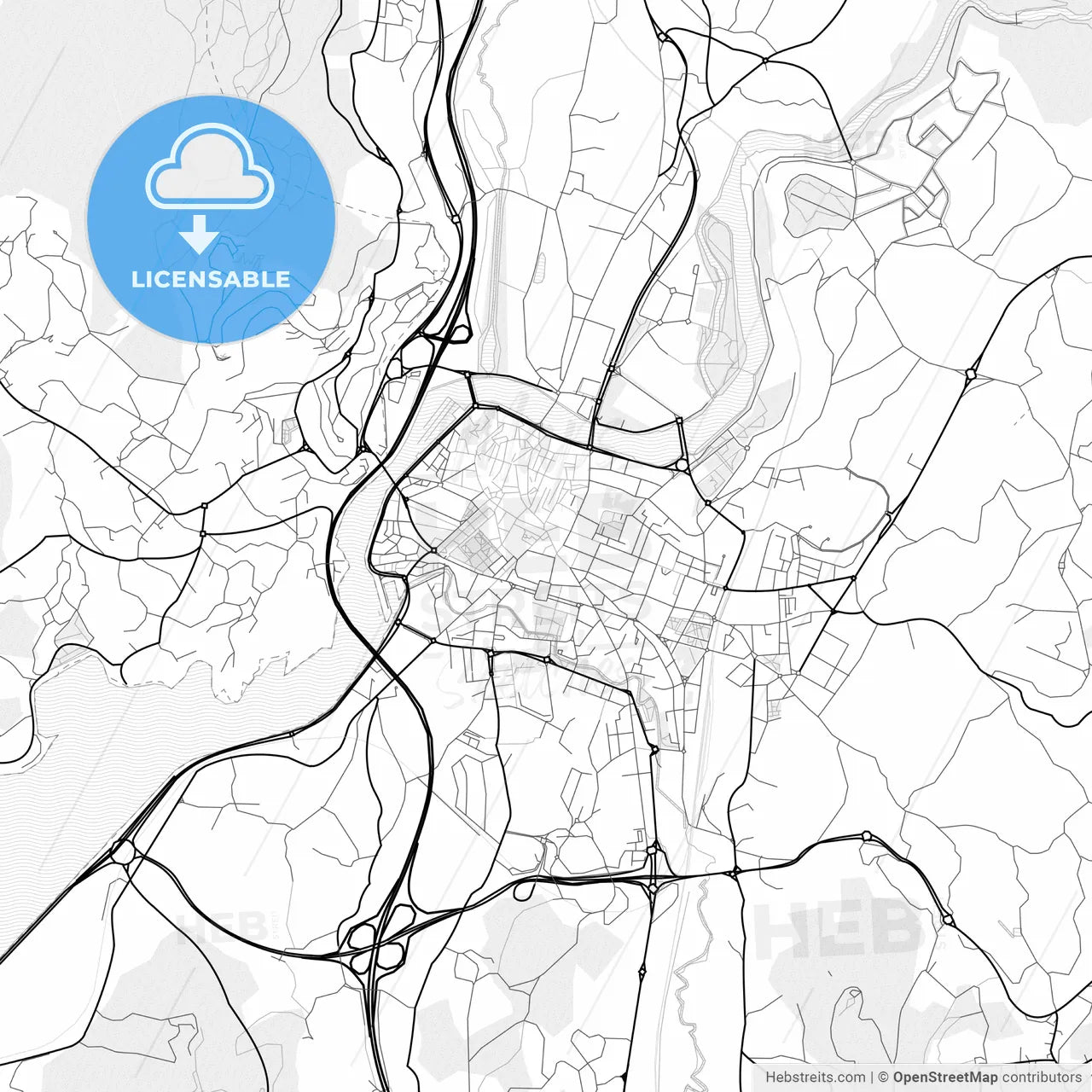 Vector PDF map of Pontevedra, Spain