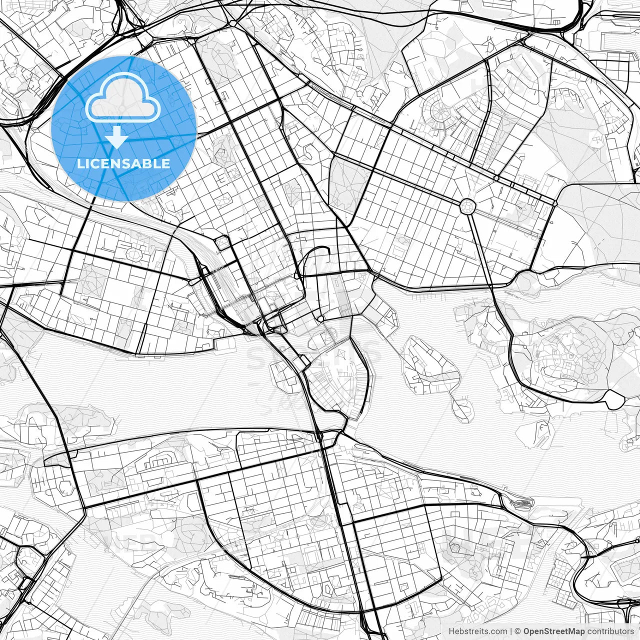 Vector PDF map of Stockholm, Sweden