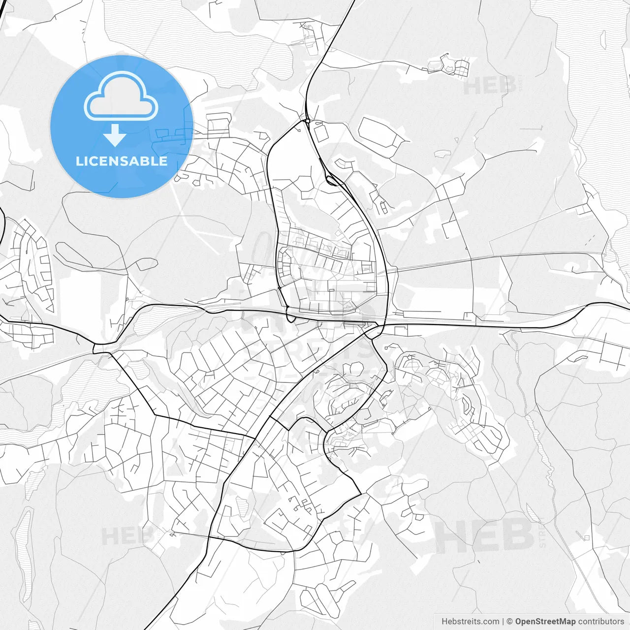 Vector PDF map of Tumba, Sweden