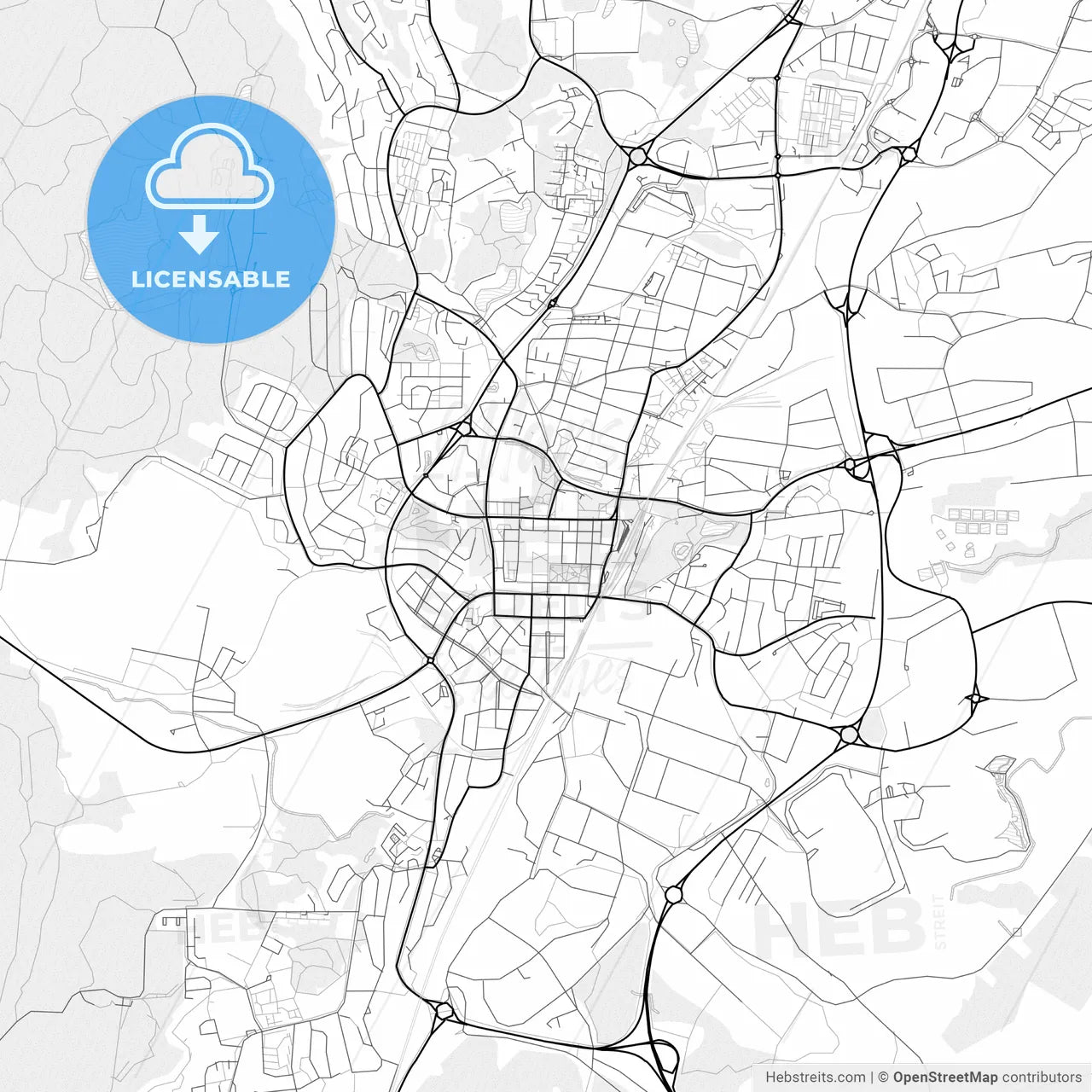 Vector PDF map of Skövde, Sweden